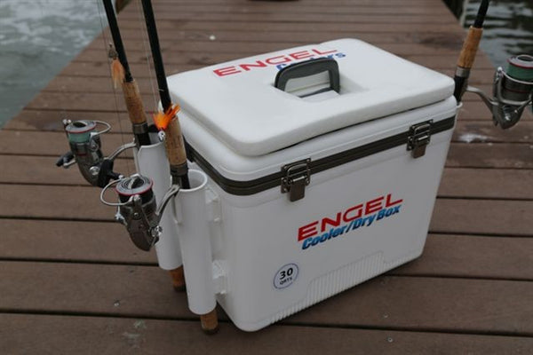 engel cooler fishing rod holders Engel 30qt Cooler DryBox w/ 4 Rod Holders Only $89.99 – SUP & Skiff Outfitters